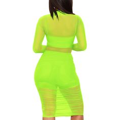 Fluorescent Green 3pcs Mesh Bodycon Dress with Vest and Short Short Women Dresses, Dress With Vest, Mesh Bodycon Dress, Dresses Bodycon, Short Women, Bodycon Dresses, Women Dresses, Bodycon Dress, Mesh