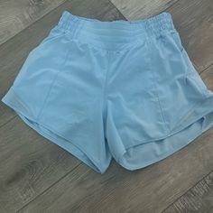 Blue Lululemon Shorts In Excellent Condition. Nwot I’ve Worn Them A Few Times! 4” Size 4! Cute Clothes Lululemon, Light Blue Lululemon Shorts, Lululemon Blue Shorts, Lululemon Outfit Shorts, Lulu Wishlist, Lululemon Wishlist, Lululemon Stuff, Lulu Tops, Blue Lululemon Shorts