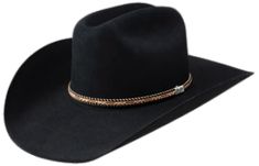 Black Western Top Hat For Outdoor, Western Black Hat For Country Events, Black Western Style Felt Hat For Outdoor, Western Style Black Hat Bands For Country Events, Western Black Hat Bands For Country Events, Black Country Style Top Hat For Country Events, Black Country Style Hat Band For Ranch, Country Style Black Top Hat For Ranch, Classic Black Top Hat For Country Events