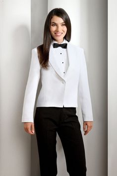 Make a striking statement at your prom with our collection of 2-piece prom suits designed exclusively for women. With the perfect blend of sophistication and style, these suits offer a versatile and chic option for your special night. Our 2-piece suits feature a tailored blazer and coordinating trousers, ensuring a sleek and stylish look. The blazer is designed with a modern and flattering cut, accentuating your figure while providing a touch of elegance. The trousers are not only comfortable but also exude a timeless charm, completing the ensemble with a classic touch. White Tuxedo Jacket, Button Shawl, 70s Clothing, Formal Wear Women, White Tuxedo, Prom Suits, Tuxedo Jacket, Tuxedos