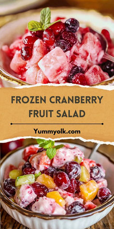 frozen cranberry fruit salad in a bowl