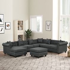 Cloud Modular Sectional Sofa with 2 Storage Ottomans,157" Down Filled Comfort U Shaped Sofa Couch for Living Room - On Sale - Bed Bath & Beyond - 40622666 U Shape Sectional, Modern Sectional Sofa, Shaped Sofa