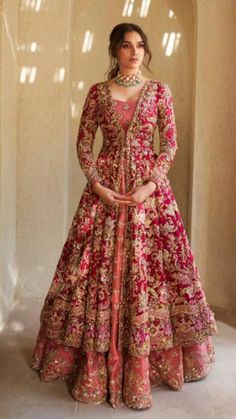 Anarkali For Bride, Red Bridal Anarkali Suits, Anarkali Bridal Dress, Anarkali Dress For Engagement, Anarkali Suits For Engagement, Anarkali Bridal Suits, Engagement Anarkali Suits, Desi Bridal Outfits, Frocksuit Design For Women