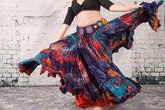 25 or 32 yard skirt/cotton/4 tiered/Tie dyed/ Andromeda/navy, teal, orange, red/belly dance, renaissance fair, gypsy,bohemian BellyDance Lovingly hand dyed by me at the time of ordering, this skirt features shades of deep purple, orange, red and teal the same colors you find in the Andromeda galaxy! Each skirt is one of a kind! As the premier creator of hand tie-dyed skirts you can be confident that your skirt will be made with the same soft durable cotton you have come to expect from Shinny Squ Belly Dance Skirt, Andromeda Galaxy, Hand Tie, Dance Skirt, Belly Dance Costumes, Teal Orange, Red And Teal, Beautiful Skirts, Purple Orange