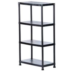 four tiered shelving unit in black