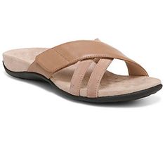 Good to your feet and stylish to boot, these adjustable leather sandals are a must-have for everyday wear. From Vionic®. Vionic Sandals, Heel Pain, Vionic Shoes, Shoes Shoes, Cross Straps, You Are Awesome, Leather Sandals, Clothing And Shoes, Fashion Shoes