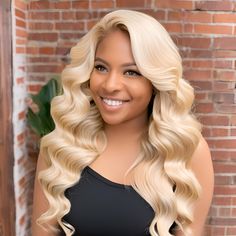 613 Blonde Body Wave Lace Front Human Hair Wig Asian Hair Extensions, Grey Hair Extensions, Perfect Blonde, Hair Density, Shades Of Blonde, Blonde Wig, Asian Hair, Blonde Ombre, Curly Wigs