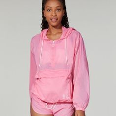 Lesgirlsleboys X Barry’s Pink Nylon Pac A Mac New With Tags 1/2 Zip Hoodie Style Front Zippered Pocket Which Holds The Fanny Pack Strap Converts Into A Fanny Pack Cute Bright Pink Color Windbreaker Retails For $110 Pink Nylon Hooded Jacket With Long Sleeves, Pink Long Sleeve Nylon Hooded Jacket, Pink Athleisure Hoodie For Outdoor, Pink Athleisure Hooded Jacket With Drawstring, Sporty Pink Hoodie For Outdoor, Sporty Hoodie Track Jacket For Spring, Sporty Spring Track Jacket With Hoodie, Pink Double-lined Hood Sports Outerwear, Pink Long Sleeve Outerwear With Kangaroo Pocket