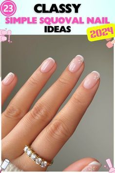 Nails Acrylic Squoval Short, Short Wedding Gel Nails Brides, Ivory Gel Nails, Natural Acrylic Nails Squoval, Square Round Nails Acrylic, Short Simple Acrylic Nails Classy, Minimalist Nails Squoval, Simple Squoval Nails, Active Length Nails