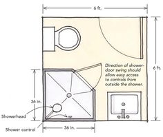 a bathroom floor plan with measurements for the shower and sink area, including an overhead toilet