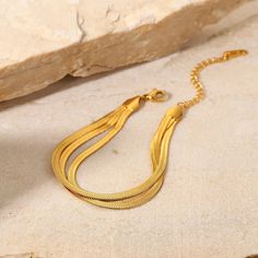 18k Gold Plated Stainless Steel Tarnish Free Length: 6in (+2in) Flat Snake Chain, Bones Bracelet, Wrist Jewelry, Gold Armband, Snake Bracelet, Snake Chain Bracelets, Stackable Bracelets, Gold Bracelet Chain, Layered Bracelets