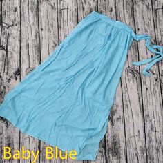 Maldives Calling Off Shoulder Blouse & Beach Skirt Cover Up Sunset and Swim Baby Blue skirt One Size Blue Breezy Summer Cover-up, Blue Bottoms For Beach Cover-up In Beach Season, Light Blue Non-stretch Beach Dress, Breezy Maxi Skirt For Summer, Solid Color Long Summer Dress, Non-stretch Summer Skirt For Day Out, Spring Beach Long Maxi Skirt, Spring Beachwear Bottoms In Maxi Length, Solid Color Summer Beach Bottoms