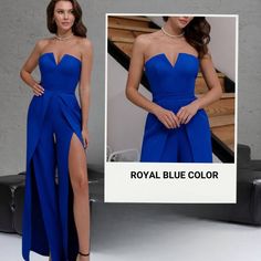 Step into sophistication with our Royal Blue Formal Wide-Leg Jumpsuit, a stunning choice for any formal occasion. Crafted to flatter with its wide-leg silhouette, this jumpsuit exudes elegance and charm.  Whether you're attending a gala, a cocktail party, or a formal event, this royal blue ensemble ensures you stand out with effortless style and grace. Make a statement with this dressy jumpsuit, designed to turn heads and make a lasting impression. Formal Jumpsuit, Jumpsuit Dressy, Royal Blue Color, Style And Grace, Wide Leg Jumpsuit, Formal Occasion, Cocktail Party, Formal Event, Jumpsuits For Women