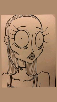 a drawing of a girl with big eyes