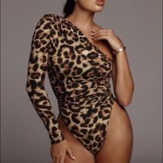 Sexy Print Bodysuit. New Stretch Leopard Print Bodysuit For Night Out, Fitted Leopard Print Bodysuit For Party, Chic Brown Party Swimwear, Summer Party Leopard Print Bodysuit, Brown Stretch Bodysuit For Night Out, Fitted Leopard Print Swimwear For Party, Party Stretch Brown Swimwear, Brown Stretch Swimwear For Party, Leopard Print Bodysuit