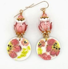 PassionKnots - Etsy Canada Victorian Earrings, Charms Earrings, Ceramic Earrings, Ceramic Earring, Flower Jewelry