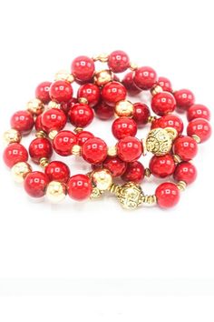 Elevate Your Style With This Set Of 2 Stunning Red And Gold Stone Bracelets, Ready To Enhance Your Look. Crafted For Comfort With Flexible Stretch Strings, Handmade With Inspirational Creativity In The Heart Of NYC. Luxury Red Beaded Bracelets With Polished Beads, Flexible Stretches, Yin And Yang, Gold Stone, Heishi Beads, Bright Gold, Jade Stone, Jade Beads, Stone Heart