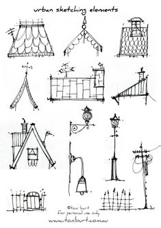 an image of urban sketching elements for children's playgrounds and play areas