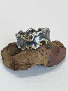 Sterling silver oxidized ring with gold adornments. Made to order please add size required in notes at check out. 2-4 weeks to be made and shipped. Oxidized Ring, Silver And Gold, Silver Band, Wedding Rings Engagement, Wedding Engagement, Wedding Bands, Brooklyn, Etsy Gift Card, Jewelry Rings