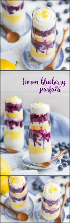 lemon blueberry parfait dessert in small glasses