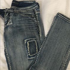 Pepe Embellished Jeans, Never Worn! Blue Embellished Straight Leg Bottoms, Casual Embellished Fitted Bottoms, Embellished Fitted Casual Bottoms, Casual Stretch Embellished Bottoms, Casual Embellished Stretch Bottoms, Casual Straight-leg Embellished Pants, Embellished Jeans, Jeans Color, Colored Jeans