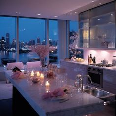 Fancy Loft Apartment, Apartment Kitchen New York, Cute Luxury Apartment, Luxury Condos Penthouses, Kitchen Goals Luxury, Luxury Apartment Aesthetic Kitchen, Highrise Apartment Kitchen, 2 Bedroom Luxury Apartment, Luxury Apartment Black Women