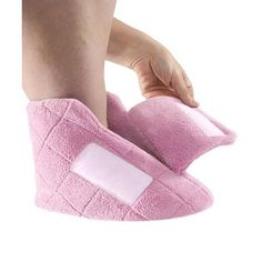 New! Super-Soft, Plush Slippers keep feet warm and cozy. Extremely wide fit accommodates any level of swelling. Slip-resistant soles for safer transfers. Easy Touch closure. Size: S.  Color: Pink.  Gender: female.  Age Group: infant. Feet Slippers, Womens Wide Shoes, Best Slippers, Adaptive Clothing, Plush Slippers, Cute Slippers, Soft Slippers, Winter Slippers, Fashion Slippers