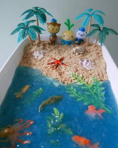 an aquarium with fish, plants and sand in it's bottom half is shown