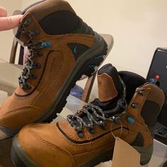 These Are Brand New In Box, And Comes With The Tag On. I Have The Original Box To Ship Them In. Got These For Hiking / Potential Job And Just Never Used Them. They Are Non-Metallic Toe, Waterproof, And Electrical Hazard Safe. Size 6.5 (They Are About The Same Size As A 7.5/8 Tennis Shoe Fit) . Waterproof Adventure Boots With Reinforced Heel And Round Toe, Brown Waterproof Boots With Reinforced Heel For Adventure, Brown Waterproof Closed Toe Work Boots, Brown Waterproof Boots With Protective Feet, Brown Hiking Boots With Reinforced Round Toe, Brown Work Boots With Reinforced Heel For Adventure, Waterproof Closed Toe Boots With Reinforced Heel For Outdoor, Brown Steel Toe Ankle Hiking Boots, Blue Leather Hiking Boots