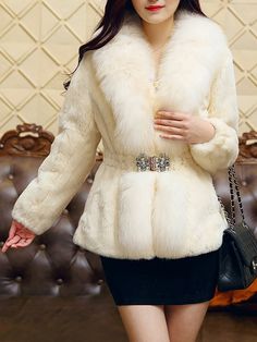 Buy Fur and Shearling Coats For Women from Sicily at Newarrivaldress.com. Online Shopping White Casual Shift Fluffy  Buttoned Fur and Shearling Coat, The Best Work Fur and Shearling Coats. Discover unique designers fashion at Newarrivaldress.com Fitted Winter White Faux Fur Coat, Winter White Fitted Faux Fur Coat, Modest Bridesmaid Dresses, Wedding Dress Chiffon, Burgundy Prom Dress, Shearling Coat, Black Prom Dresses, Fall Fashion Outfits, Unique Designers