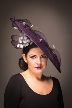 Purple dandelion flower statement saucer hat/ by AnnabelAllenHats Purple Dandelion, Ascot Ladies Day, Mother Of The Bride Hats, Festival Headpiece, Occasion Hats, Ascot Hats, Hat Fascinator, Bride Hat, Melbourne Cup