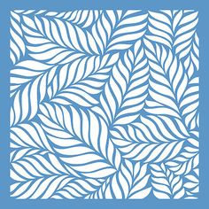 a blue and white paper cutout with leaves on the bottom, which has been drawn in