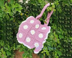 "Cute Floral Tote Bag - Flower Tote Bag, Daisy Bag, Retro Tote, Shoulder Bag, Hand Bag, Picnic Bag, Handmade Bag, Gift for Girl Birthday Gift - This wonderful crochet Flower bag is the perfect accessory for girls' outfits. * The bag is 14\" by 14\" (35x35cm) and the handles are 11\" long * Made out of milk cotton. * Colors: Purple, White. *Custom colors are available please message me. CARE: - Our cute toge bag should be hand washed or in a flimsy setting. - Do not iron, sun-dried is recommend P Cute Pink Square Bag, Cute Handmade Bags For Spring, Cute Handmade Square Shoulder Bag, Cute Rectangular Crochet Bag For Summer, Handmade Cute Spring Bags, Handmade Flower Shoulder Bag For Beach, Cute Handmade Spring Bags, Cute Flower-shaped Bag For Spring, Cute Flower-shaped Bags For Spring