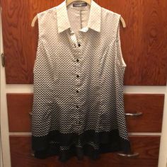 Polka Dot Ombr Sleeveless Blouse High/Low Hem Nwot High Low Hem, Signature Collection, Sleeveless Blouse, High & Low, Top Blouse, Womens Tops, Black And White, White, Women Shopping