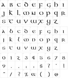 an old english alphabet with numbers and symbols