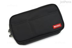 Lihit Lab Book Style Pen Case - Standard - Black - LIHIT LAB A-7551-24 Modern Rectangular Cases For School, Black Rectangular Pencil Case, Black School Cases With Pen Slots, Black Zipper Pouch Case, Black Rectangular School Case, Functional Black Cases For Organization, Black Portable Cases For Organization, Black Rectangular Zipper Pouch Case, Black Rectangular Pencil Case With Pen Holders