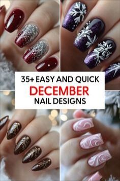 Dramatic Nails, New Years Nail Designs, 21 December, Holiday Nail Art, Nails Simple, Winter Nail Designs, Nails 2024