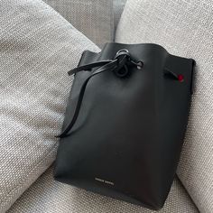 Classic Black And Red Mansur Gavriel Bucket Bag In Mini Size! In Good Condition With Normal Wear And Tear, Some Scratches On Leather Surface Mansur Gavriel Bucket Bag, Mansur Gavriel Bag, Mansur Gavriel, Mini Bags, Classic Black, Mini Bag, Bucket Bag, Black And Red, Bag Lady