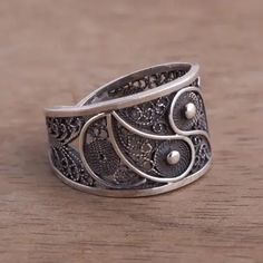 Artisan Crafted Fine Silver Filigree Ring - Dark Paisley | NOVICA Paisley Motif, Filigree Jewelry, Electronics Jewelry, Children Clothes, Filigree Ring, Silver Filigree, Favorite Rings, Artisan Craft, Handmade Sterling Silver