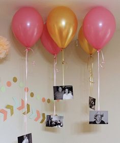 birthday party hacks from party like a cherry with pictures and balloons hanging on the wall