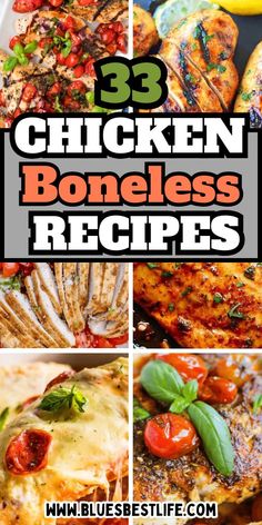 A collection of chicken breast recipes with boneless skinless chicken baked, grilled and more. Easy Chicken Breast Dinner Recipes, Dinner Recipes Baked, Chicken Breast Dinner Recipes, Easy Chicken Breast Dinner, Dinners With Ground Beef, Boneless Skinless Chicken Breast Recipes, Chicken Breast Recipes Dinners, Skinless Chicken Breast Recipes, Meals For Busy Moms