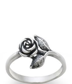 A single rose wraps to form the band in this sterling silver ring inspired by love's favorite bloom. Pairs well with James Avery's rose charms, necklace and earrings. sterling silverapprox. 0.4375" wideMade in the USA. Elegant Adjustable Rose-colored Ring, Elegant Rose Sterling Silver Flower Ring, Elegant Rose Flower Ring In Sterling Silver, Elegant Adjustable Rings With Rose Details, Adjustable Elegant Rings With Roses, Elegant Adjustable Rings With Roses, Elegant Adjustable Flower Ring With Roses, Elegant Adjustable Rose Flower Ring, Sterling Silver Rose Flower Ring For Anniversary