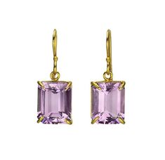 Amtheyst Stone, Emerald Cut Earrings, Wardrobe Interior, Roman Jewelry, Shiny Rings, Lavender Amethyst, Cut Earrings, Yellow Gold Earrings, Fabulous Jewelry