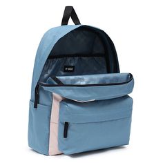 The Old Skool H20 Backpack is a favorite for good reason. This classic backpack features an all-purpose, two pocket design with an organizer in the front to ensure that your important items stay neatly arranged, an interior laptop sleeve so you can safely take your gear on the go, and a side water bottle pocket for easy hydration. 100% Recycled Polyester Fabric One large main compartment Laptop sleeve (laptop not included) Side water bottle pockets Padded shoulder straps Front pocket with organi Blue Backpack For Study, Blue Standard Backpack For Study, Standard Blue Backpack For Study, Blue Nylon Backpack For Study, Vans Functional Backpack For Back To School, Functional Vans Backpack, Functional Vans Backpack For Back To School, Vans Backpack For Everyday Use, Vans Backpack For Travel And Back To School