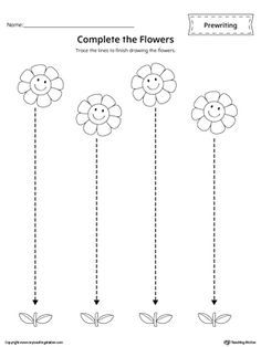 complete the flowers worksheet for kids to learn how to make them look like they are