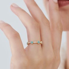 "Full Eternity Turquoise and Diamond Clover Ring 14k Gold / Stacking Ring, Turquoise Stackable Ring / December Birthstone Ferkos Fine Jewelry * Made to Order * Gold Kt: 14K (also available in 18K) * Available Gold Colors: Rose Gold, Yellow Gold, White Gold * Round Diamond: 21 Pc 1.1 MM * Round Turquise: 28 Pc 1.3 MM * Diamond Color & Clarity: G Color SI Clarity * Diamond Ctw: 0.14 * Turquoise Ctw: 0.30 ctw * Ready to Ship in 7-10 Business Days If you have any additional questions about this ring, just hit the \"Message Ferko\" button and we will get back to you within a few hours. ▶ See more of our Gemstone Jewelry - https://etsy.me/3CGRdMI ▶ See our storefront here - http://etsy.me/2lUcVnH  ▶ All store sections here * Diamond Rings - http://etsy.me/2lwKUl8 * Diamond Earrings - http://etsy Elegant Turquoise Multi-stone Rings, Turquoise Gemstone Jewelry For Promise Ring, Turquoise Jewelry With Gemstone Accents For Promise Ring, Turquoise Diamond Rings With Gemstones, Elegant Multi-stone Turquoise Ring In Yellow Gold, Elegant Yellow Gold Turquoise Ring With Gemstone Accents, Elegant Yellow Gold Multi-stone Turquoise Ring, Turquoise Aquamarine Fine Jewelry, Luxury Turquoise Aquamarine Rings