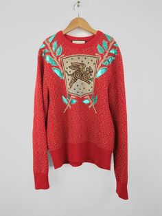 I just added a new item to eBay, RARE SS18 GUCCI Men's Sz S Red Flying Tiger Crest Wool Sweater 51169! #eBay #eBaySeller Gucci Long Sleeve Winter Sweatshirt, Gucci Crew Neck Sweatshirt For Fall, Gucci Red Winter Outerwear, Red Gucci Winter Outerwear, Gucci Long Sleeve Winter Sweater, Gucci Long Sleeve Sweater For Winter, Red Gucci Outerwear For Fall, Gucci Long Sleeve Winter Top, Designer Red Tops For Fall