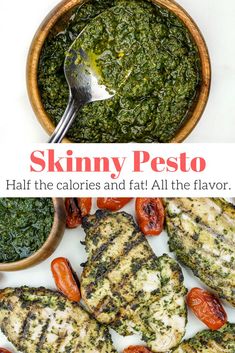 Skinny Pesto - Slender Kitchen. Works for Gluten Free, Low Carb, Vegetarian and Weight Watchers® diets. 62 Calories. Pesto Dishes, Healthy Pesto, Slender Kitchen, Weight Watchers Chicken, Pesto Recipe, Pesto Chicken, Vegetarian Diet, Weight Watchers Meals, Chicken Breasts