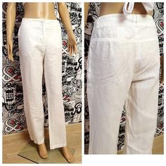 White linen Clothing White linen pants White pants L womens linen trousers womens Pants White trousers 100% linen height of the woman in the photo - 180 cmPlease refer to photos for details of condition. Condition: very good vintageMeasurements:Length: 103 cm/40.55"Inseam 81 cm/31.89"Waist 86 cm/33.86Hips: 106 cm/41.73"Rise: 23 cm/9.05"TAG Size: EUR-38; US-8noteThe color on the pictures may vary due to monitor settings and light reflections.Ready to shipPlease do not hesitate to contact with me Cream Linen Pants With Pockets, Cream High-waisted Linen Pants, High-waisted Cream Linen Pants, Cream Linen Pants For Spring, Cream Linen Wide-leg Pants, Cream Wide-leg Linen Pants, Cream Linen Straight Pants, Cream Wide-leg Linen Bottoms, Beige Linen High-waist Wide Leg Pants