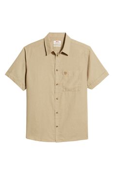 A cool, easy-care hemp blend makes this simply styled button-up classic perfect for warm-weather adventures, both global and local. 28 1/2" length; 44" chest (size Medium) Front button closure Spread collar Short sleeves Chest patch pocket 55% hemp, 45% polyester Machine wash, dry flat Imported Men's Clothing Casual Unstructured Beige Shirt, Casual Flax Button-up Shirt, Casual Flax Shirt With Button Closure, Casual Flax-colored Top With Button Closure, Casual Flax Top With Button Closure, Casual Linen Camp Shirt With Buttons, Flax Colored Shirt With Button Closure And Relaxed Fit, Flax Relaxed Fit Shirt With Button Closure, Outdoor Relaxed Fit Shirt With Buttons